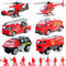14 Pcs Fire Truck with Firefighter Toy Set, Mini Die-cast Fire Engine Car, Mini Rescue Emergency Vehicle Playset for Kid Boy Girl Birthday Christm...
