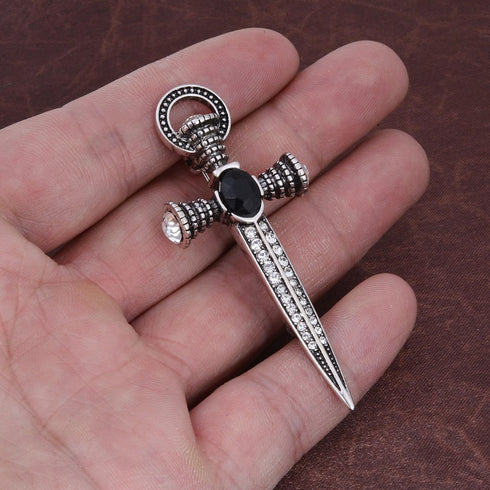 Antique Crystal Sword Pin Brooch Lapel Pin Scottish Kilt Pins Cardigan Shawl Safety Pin Hat Pins...