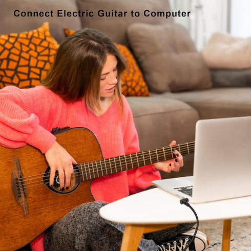 90 Degree 1/8 to 1/4 Stereo Audio Cable, Right Angle 3.5mm TRS Male to 6.35mm TRS Male Aux Cord for Guitar, Keyboard Piano, Laptop, Speaker and Am...