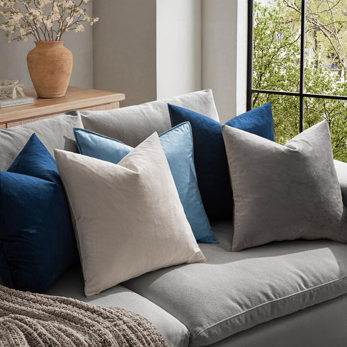 MIULEE Velvet Throw Pillow Covers 18x18 Inch, Pack of 2 - Dark Blue, Super Soft Decorative Square Cushion Cases Modern Luxury Home Decor for Sofa,...