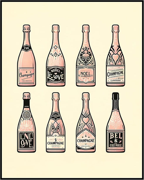 Posterizer 1 pcs-Preppy Girly Print-Aesthetic Cocktail Bottles-Abstract & Modern Art- Gifts for Women-Living Room Bedroom Decor- unframed wall art...