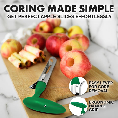 Zulay Premium Apple Corer - Easy to Use Durable Remover for Pears, Bell Peppers, Fuji, Honeycrisp, Gala and Pink Lady Apples - Stainless Steel Cup...
