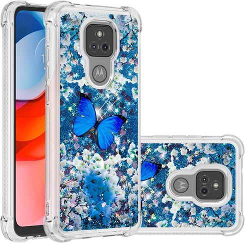 for Moto G Play 2021 Case with Tempered Glass Screen Protector,Glitter Bling Floating Liquid Sparkle Girls Women Cute Soft TPU Protective Phone Ca...