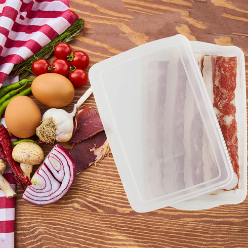 2 Pack-Bacon Keeper, Deli Meat Saver Cheese Cold Cuts Plastic Food Storage Containers with lids for Refrigerators,Lunch Box Christmas Cookie Holde...