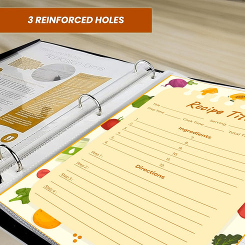 Recipe Protectors, Holds Standard 8.5" x 11" Paper, 30 Pack, Reinforced Holes, Refill Sheets For 3 Ring Binders...
