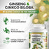 Ginko Biloba & Panax Ginseng Supplement - Red Ginseng Brain Supplement for Memory and Focus - Ginkgo Biloba Supplements for Good Vision, Immune Sy...