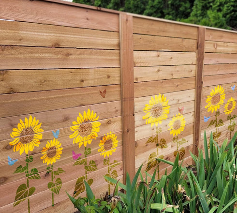 GSS Designs Sunflower Stencils 12x16Inch Flower Stencils for Painting on Wood Canvas Paper Fabric Floor Wall Furniture Reusable Sunflower Wall Ste...