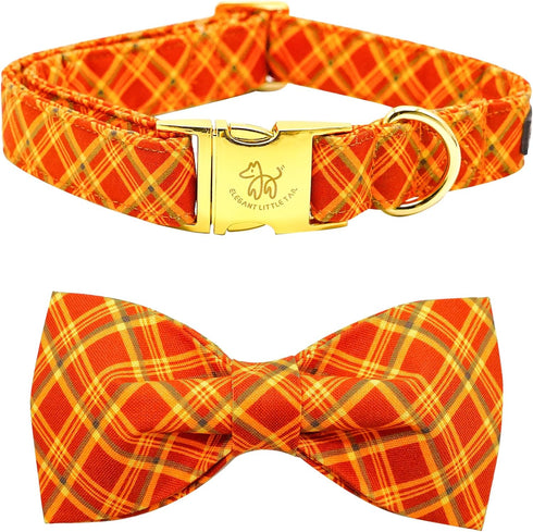 Elegant little tail Dog Collar, Fall Dog Collar Plaid Holiday Pet Collar Dog Halloween Dog Bow Collar Pet Durable Adjustable Girl Boy Dog Collar f...