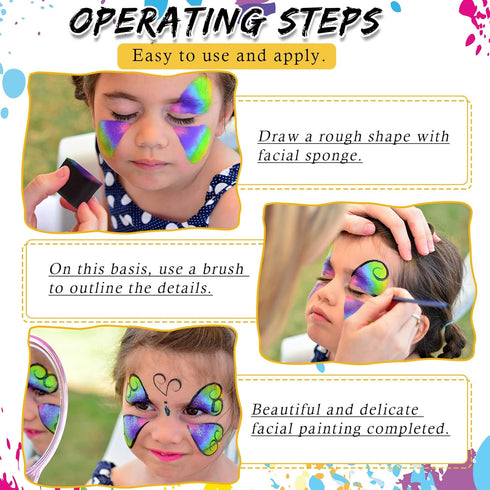 24 Pcs Face Paint Sponge Petal Face Painting Sponges High Density Face Painting Supplies for Kids Adults Art Work Halloween Makeup Body Paint (Bla...