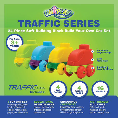 UNiPLAY Build Your Own Car Set, Building Block Car Toys for Motor Development, Sensory Learning, Educational Toy for 3 Years Old and Up (24 Piece-...