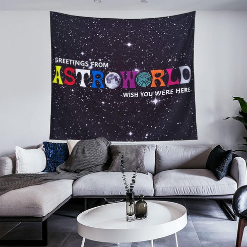 Astronomical World Funny Black Flags Tapestry Wish You Were Here 4.3x5 Feet Flag Banner - Unique Black and White Home Decor for College Dorm Room,...