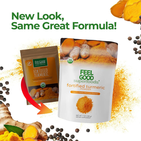 FeelGood Organic Superfoods Fortified Turmeric Powder with Curcumin and Black Pepper, 95% Curcuminoids, Immune Support, Vegan, Gluten Free, Non-GM...
