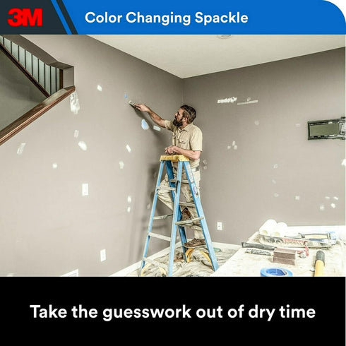 3M High Strength Spackling Compound 12 oz. and Putty Knife, Color Changing, Applies Blue, Dries White, Ideal for Use on Drywall, Plaster, Stoccu a...