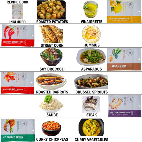 Global Spices and Seasonings Set - 6 Gourmet Flavor Combinations in Resealable Packets Inspired by Global Cuisines - Spice Variety Kit Will Wake U...
