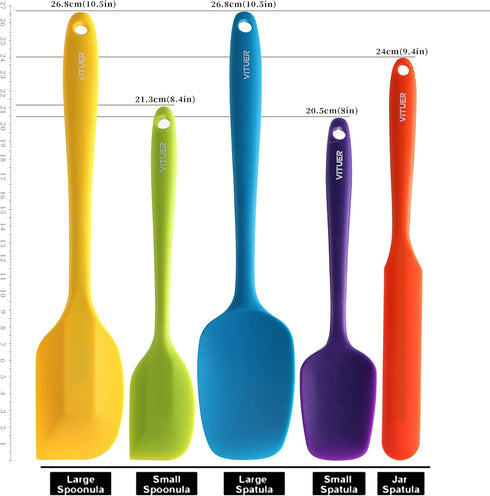 5PCS Silicone Rubber Spatula Set, VITUER Food Grade BPA-Free Spatulas for kitchen Use, Heat Resistant Spatula for Cooking & Baking, Dishwasher Saf...