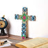 Floral Cross Wall Decor Hand Painted Decorative Inspirational Wooden Cross Mexican Art Wall Decor Mexican Crucifix for Home Room Church Decoration...