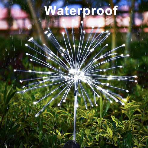 JJGoo Solar Firework Lights, 2 Pack 120 LEDs 2 Lighting Modes Outdoor Waterproof for Garden Patio Walkway Pathway Party Wedding Christmas Decorati...
