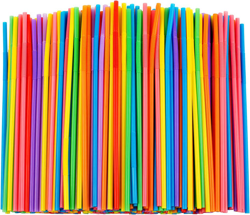 100 Pcs Colorful Flexible Plastic Straws, Disposable Bendy Straws, 10.2" Long and 0.23'' Diameter, BPA-Free...