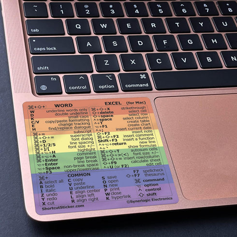 Synerlogic for Mac Word & Excel Shortcuts Cheat Sheet Sticker | Quick Reference Keyboard Shortcut Stickers | Word Excel Shortcuts Sticker MacBook ...