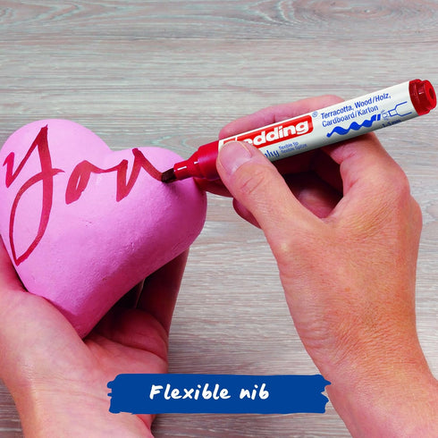 edding 1455 calligraphy marker - set of 3 markers - black, steel blue, crimson lake - flexible calligraphy nib 1-5 mm - fibre pen for paper, wood,...