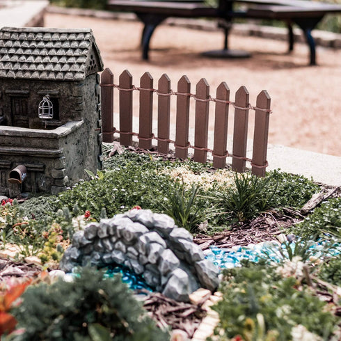 Miniature Fairy Garden Fence, 2 Pcs Mini Fence for Fairy Garden, 40 Inch Fairy Garden Fence and Gate, Brown and White DIY Wood Picket Fence, Mini ...