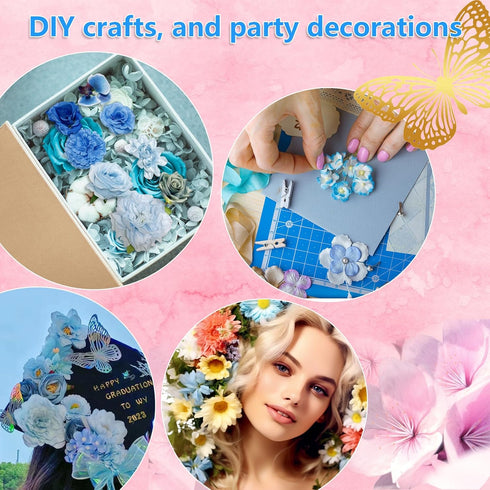 44 Pieces Graduation Cap Decorating Kit, Assorted Artificial Flowers, Rhinestones, Alphabet and Number Stickers and Butterflies for DIY Grad Cap T...
