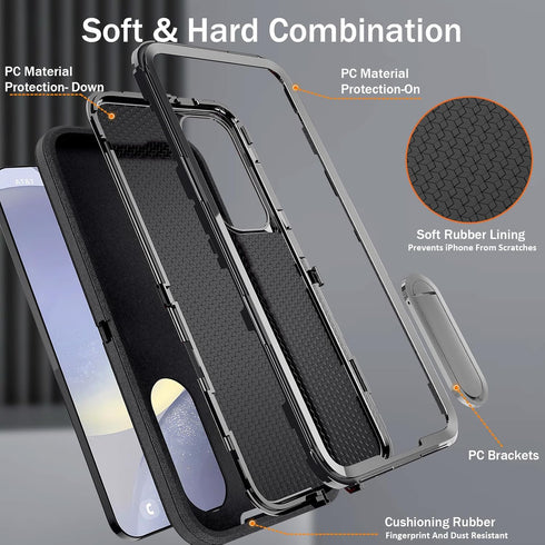 BaHaHoues for Samsung Galaxy S24 Case, Samsung S24 Phone Case with Built in Kickstand, Shockproof/Dustproof/Drop Proof Military Grade Protective C...