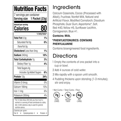 WonderSlim Protein Pudding, Dark Chocolate, Gluten Free, Low Carb (7ct)...