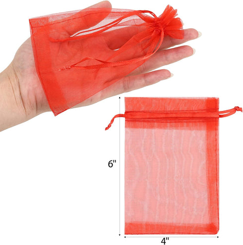 acDesign Jewelry Bags Drawstring 200Pcs Organza Bags 4"x6" Wedding Favor Bags for Candy Jewelry Makeup Pouches(Red)...