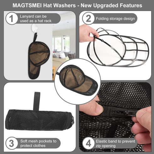Hat Cleaner, 1Pack Baseball Caps Hat Washer for Washing Machine, Ball Cap Washing Hat Cage Protector Holder Fit for Adult and Kid's Caps, Foldable...
