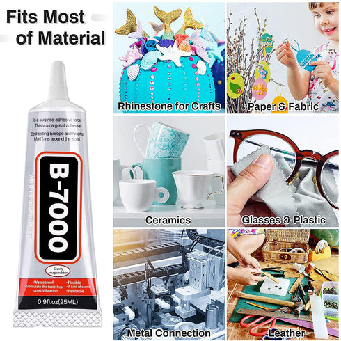 B7000 Jewelry Glue Clear Rhinestone, Inlay Glue, Pendant Adhesive, Craft Adhesive Glue with Precision Tip Multifunctional Fabric Glue...