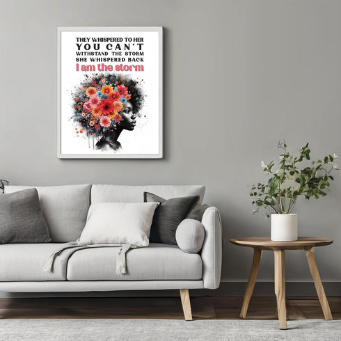 Posterizer 1 pcs-i am the storm-positive quote-Afro-American Art Collection-Inspirational Women's Art-Gifts for Women-Living Room Bedroom Decor- U...