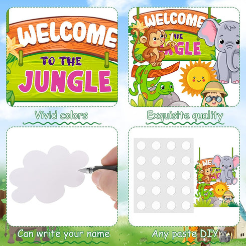 103 Pcs Jungle Bulletin Board Set Welcome to The Jungle Animal Bulletin Board Decorations Monkey Elephant Forest Cutouts Educational Classroom Wal...