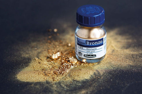 Schmincke - Aqua-Bronze, rich gold, 20 ml, 15 811 032, shiny metallic effects on gouache and watercolor paintings, paper, cardboard, painting boar...
