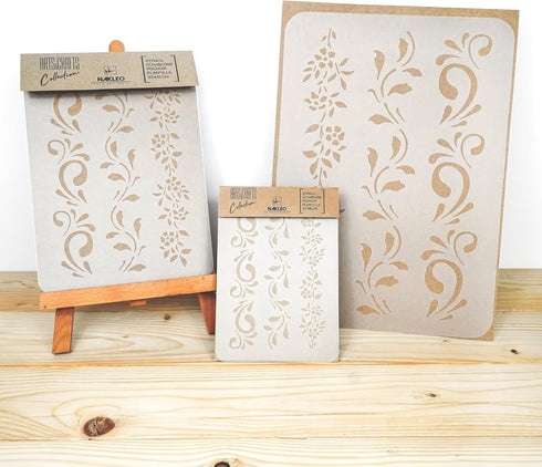 DIY Reusable Plastic STENCIL // A3 A4 A5 Border Flowers // Craft - Furniture - Scrapbooking - Decoupage (A4)...