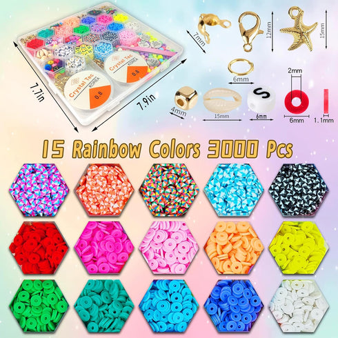 Clay Beads Arts and Crafts Kit for Jewelry Making, With Smiley Letter Beads, Gifts for Girls Age 6-12...