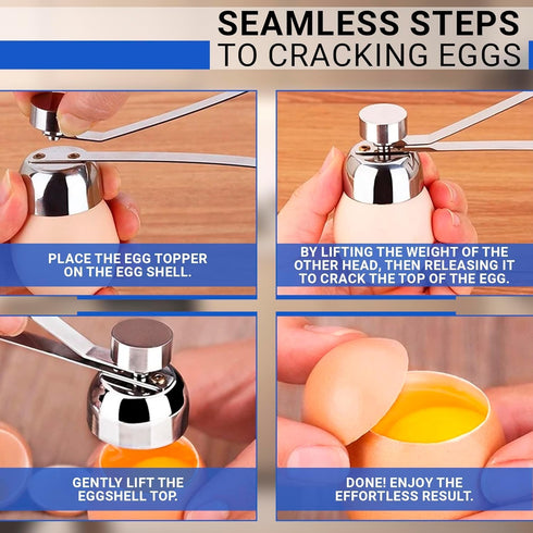Egg Cracker Tool for Raw Eggs - Stainless Steel Egg Shell Opener Tool with Ergonomic Design, Adjustable Effort, Durable Build - Easy-to-Use, Suite...