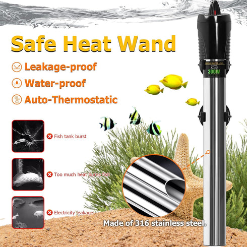 TARARIUM Aquarium Heater for 25-75 Gallon Fish Tank Turtle Tank Stainless Steel, Aquarium Supplies Accessories Freshwater Use Only...