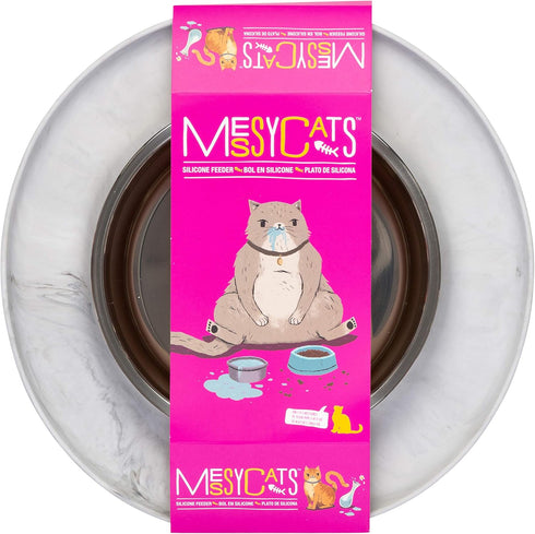 Messy Cats Single Silicone Feeder with Stainless Saucer Shaped Bowl | Anti-Slip Non-Skid Cat Food Bowl | One Cat Bowl in Feeding/Water Station | 1...
