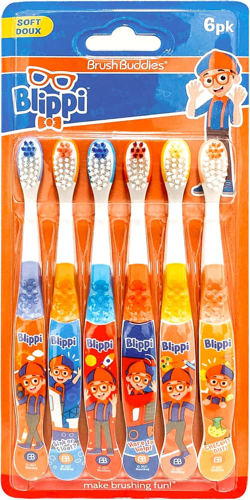 Brush Buddies Blippi Kids Toothbrushes, Manual Toothbrushes for Kids, Toothbrush for Toddlers 2-4 Years, Blippi Childrens Toothbrush, Soft Toothbr...