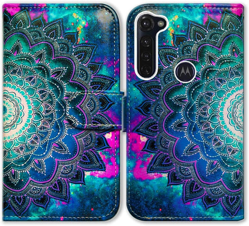 Case for Moto G Stylus/Moto G Pro, Mandala Flower Space Leather Flip Case Wallet Cover with Card Slot Holder Kickstand for Motorola Moto G Stylus/...