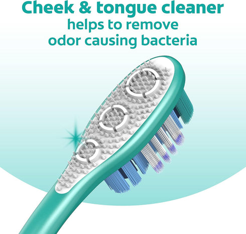 Colgate 360 Whole Mouth Toothbrush, Adult Toothbrushes Medium Bristles, Helps Remove Bad Breath Bacteria and Plaque, Medium Toothbrush Pack, Inclu...