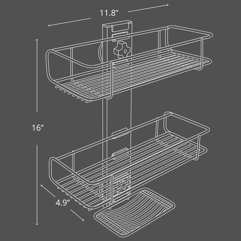 BATHBEYOND Shower Caddy Suction Cup Tier Shower Shelf - Adjustable Shower Caddy 400 Stainless Steel No-Drilling and Extra Adhesive Sticker for Mor...