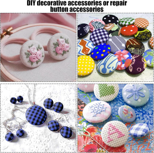 120pcs Button Covers, Cover Button Kit with 6 Sizes, DIY Fabric Covered Buttons with 2 Installation Tools to Make Your Own Buttons for Crafts Maki...