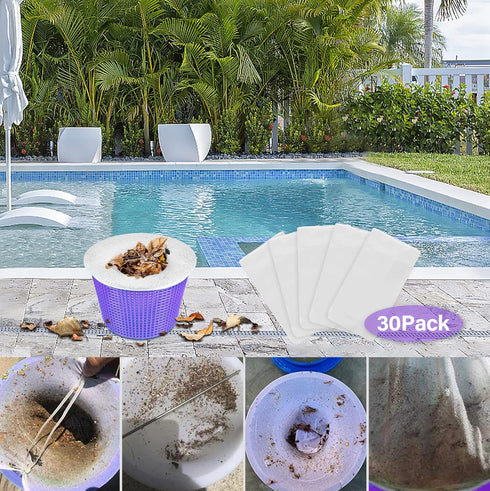 30-Pack of Pool Skimmer Socks, Ultra Fine Mesh Filter Sock Net for Skimmer Baskets, Skimmers Cleans Debris and Leaves for In-Ground and Above Grou...