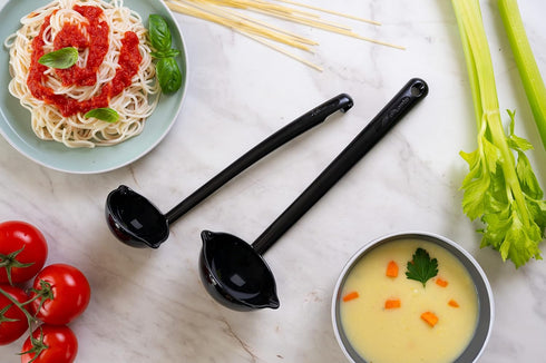 Soup and Sauce Ladle Set of 2 - Durable, Heat-Resistant Kitchen Utensils, Perfect for Serving & Cooking, Made in USA, Dishwasher Safe (Black)...