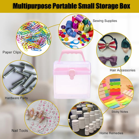 BTSKY Multipurpose Plastic Craft Storage Containers with Removable Tray, Clear Plastic Storage Box with Lid & Handle, Easy Carry & Stack Small Sto...
