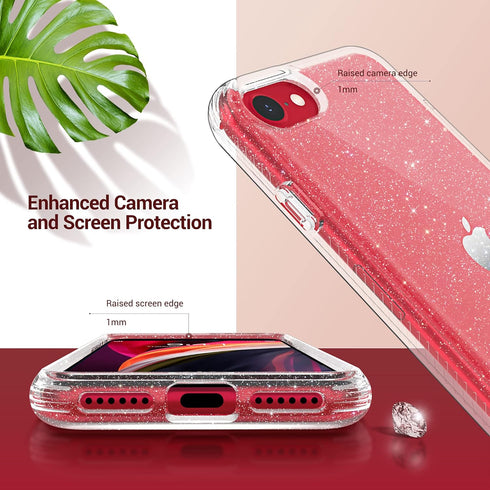ULAK Compatible with iPhone SE 2020/2022 Case, iPhone 8/7 case Clear Glitter Soft TPU Cover Shockproof Transparent Protective Phone Case 4.7 Inch...
