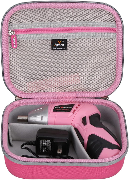 Aproca Hard Travel Storage Case, for Hi-Spec 27pc 3.6V Pink USB Small/Pink Power 3.6V Cordless Power Electric Screwdriver Set...