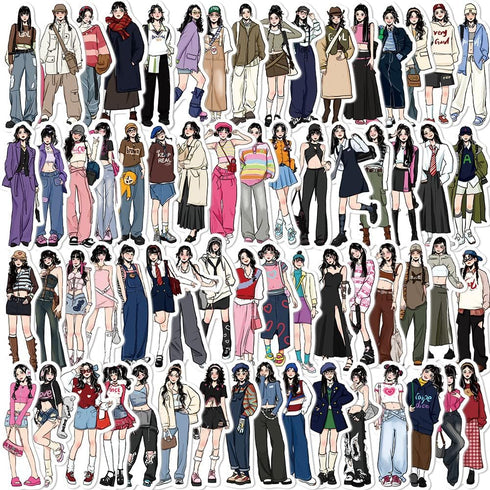 130pcs People Stickers for Journaling Supplies Modern Girls Style Stickers Vinyl Aesthetic Waterproof Scrapbooking Junk Journal Kit Stickers Adora...